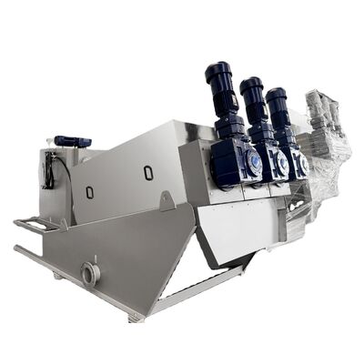 Máquina de desaguamento de lama de aço inoxidável Pressão de parafuso Estação de tratamento de águas residuais Tratamento de esgoto PLC 1000L